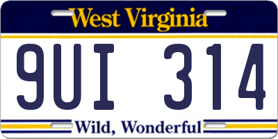 WV license plate 9UI314