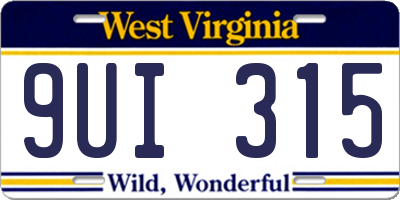 WV license plate 9UI315