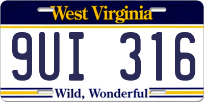 WV license plate 9UI316