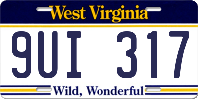 WV license plate 9UI317