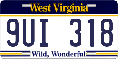 WV license plate 9UI318