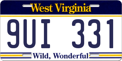 WV license plate 9UI331