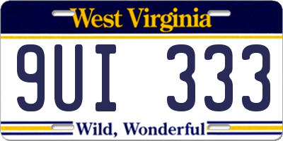WV license plate 9UI333