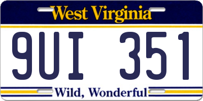 WV license plate 9UI351