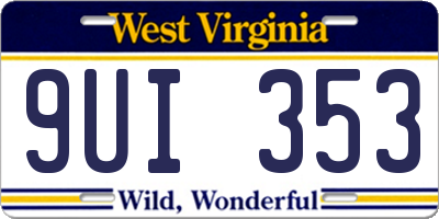 WV license plate 9UI353