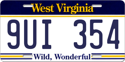 WV license plate 9UI354