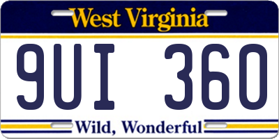 WV license plate 9UI360