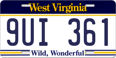 WV license plate 9UI361