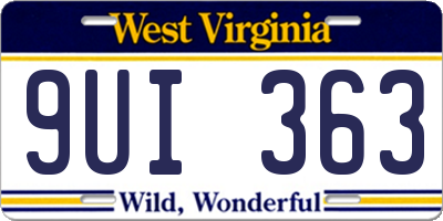 WV license plate 9UI363