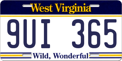 WV license plate 9UI365