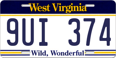 WV license plate 9UI374