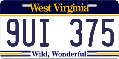 WV license plate 9UI375