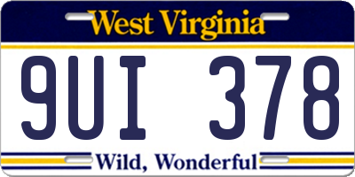 WV license plate 9UI378