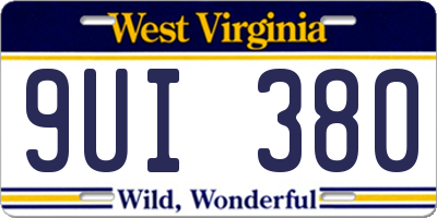 WV license plate 9UI380