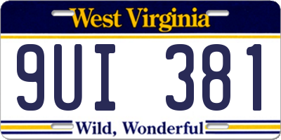 WV license plate 9UI381
