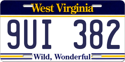 WV license plate 9UI382