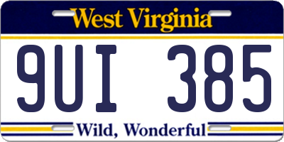 WV license plate 9UI385