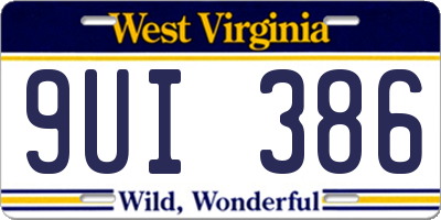 WV license plate 9UI386