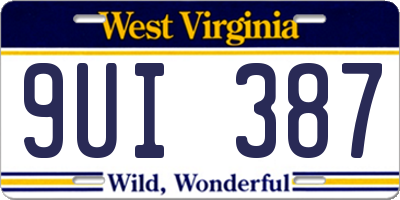 WV license plate 9UI387
