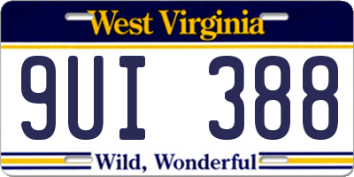 WV license plate 9UI388