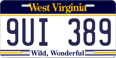 WV license plate 9UI389
