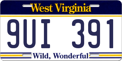 WV license plate 9UI391