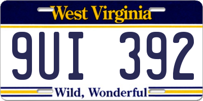 WV license plate 9UI392