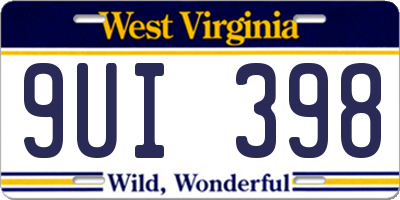 WV license plate 9UI398