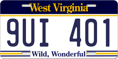 WV license plate 9UI401