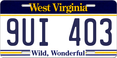 WV license plate 9UI403