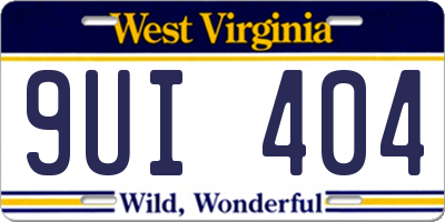 WV license plate 9UI404