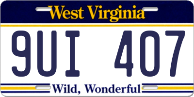 WV license plate 9UI407