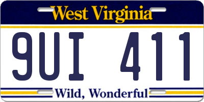 WV license plate 9UI411