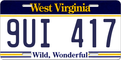 WV license plate 9UI417