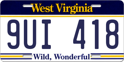 WV license plate 9UI418