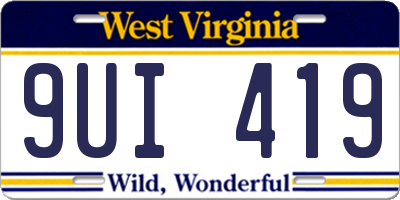 WV license plate 9UI419