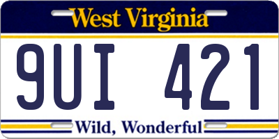 WV license plate 9UI421