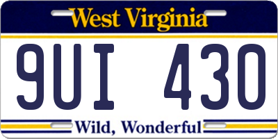 WV license plate 9UI430