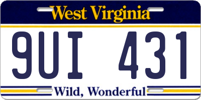 WV license plate 9UI431