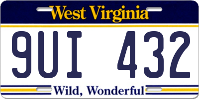 WV license plate 9UI432