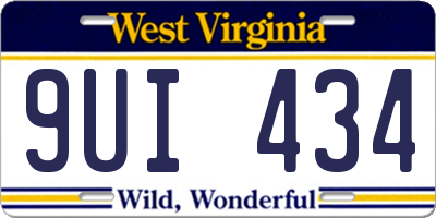 WV license plate 9UI434