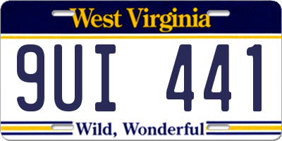 WV license plate 9UI441