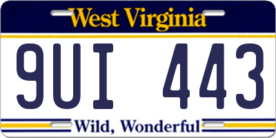 WV license plate 9UI443