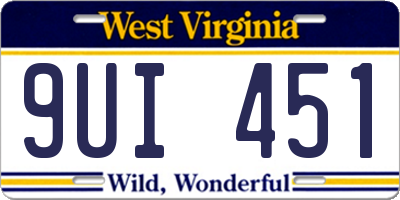 WV license plate 9UI451