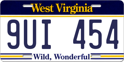 WV license plate 9UI454