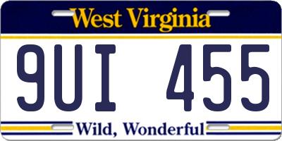 WV license plate 9UI455