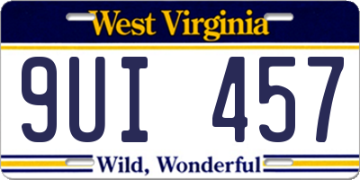 WV license plate 9UI457