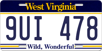 WV license plate 9UI478