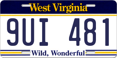 WV license plate 9UI481