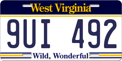 WV license plate 9UI492